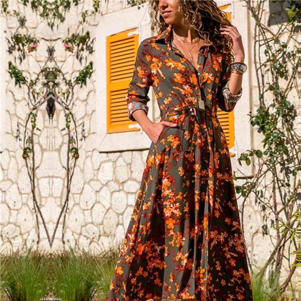 robe portefeuille longueur midi imprimé fleurs