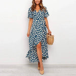 robe portefeuille maxi bleu