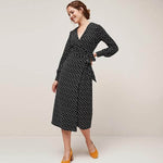 robe portefeuille mi longue noire