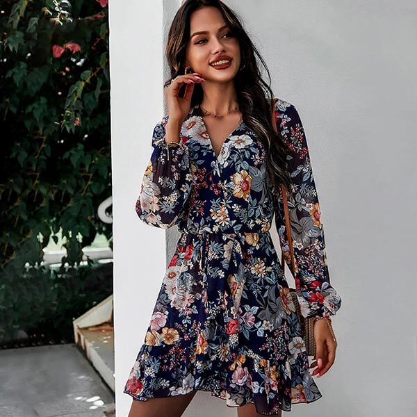 robe portefeuille motif floral