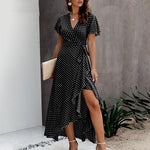 robe portefeuille noire longue