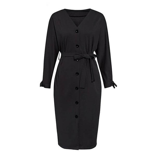 robe portefeuille noire manche longue