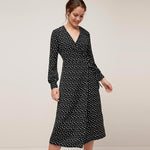 robe portefeuille noire mi longue