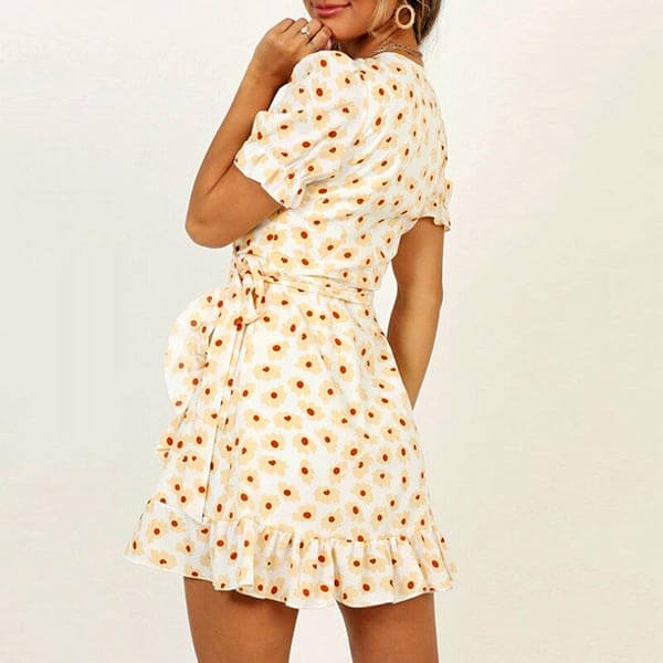 robe portefeuille pois beige