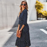 robe portefeuille pois bleu
