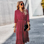 robe portefeuille pois rouge