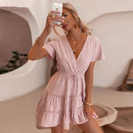 robe portefeuille rose poudré