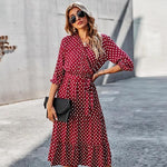 robe portefeuille rouge à pois