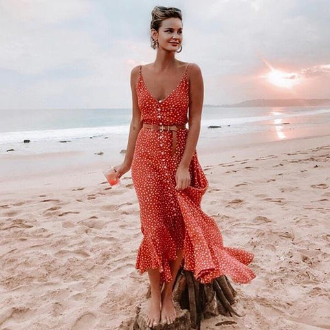 robe portefeuille rouge longue