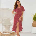 robe portefeuille rouge pois