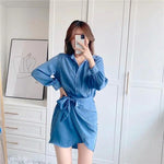 robe portefeuille satin bleu