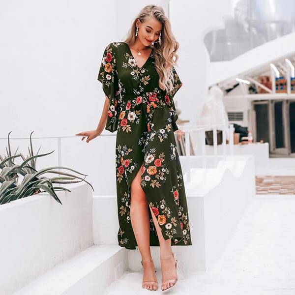 robe portefeuille soie verte