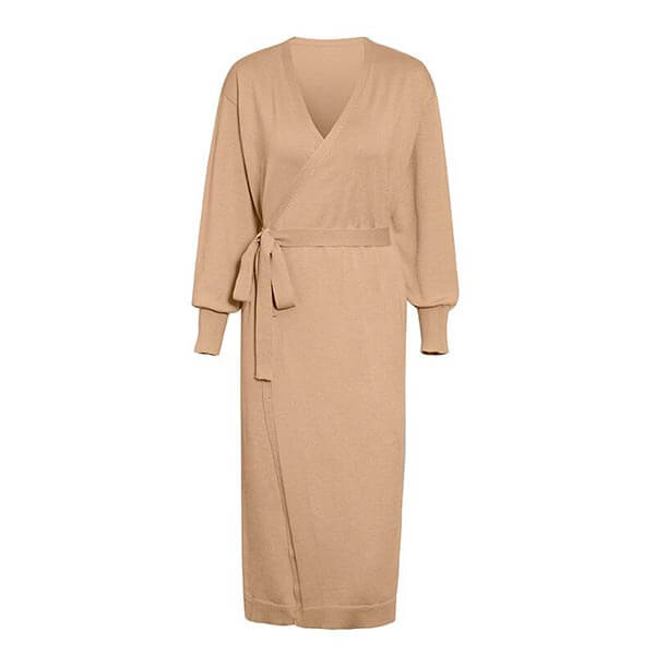 robe pull longue beige