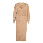 robe pull longue beige