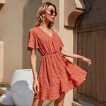 robe rouge fleurie cache coeur