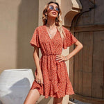robe rouge fleurie portefeuille