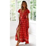 robe rouge longue fendue