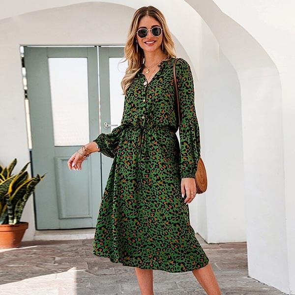 robe verte léopard