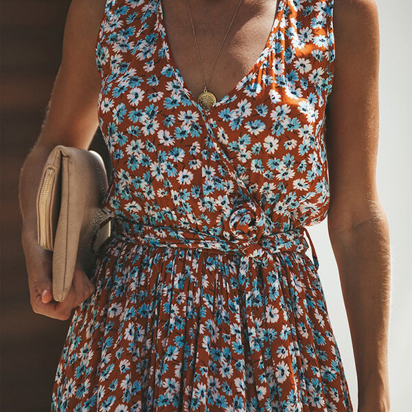 robe longue portefeuille fleurie