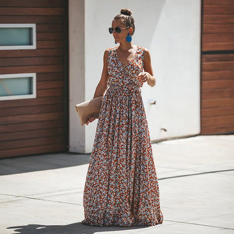 robe longue portefeuille fleurie