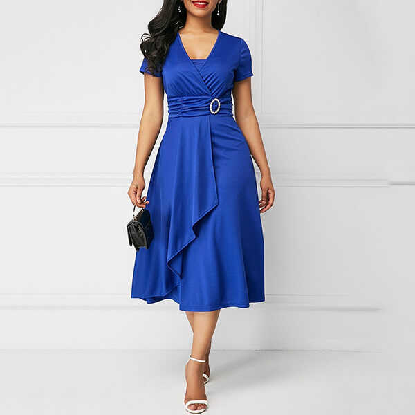 robe portefeuille bleu roi