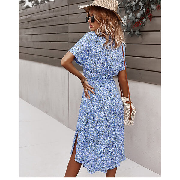 robe portefeuille longue manche courte