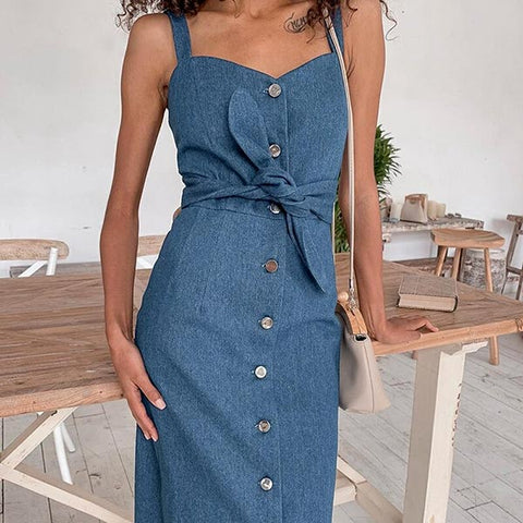 robe en jean femme à bretelle